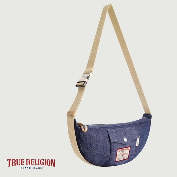 True Religion Hobo Shoulder Bag Denim Medium - Picture 3 of 7